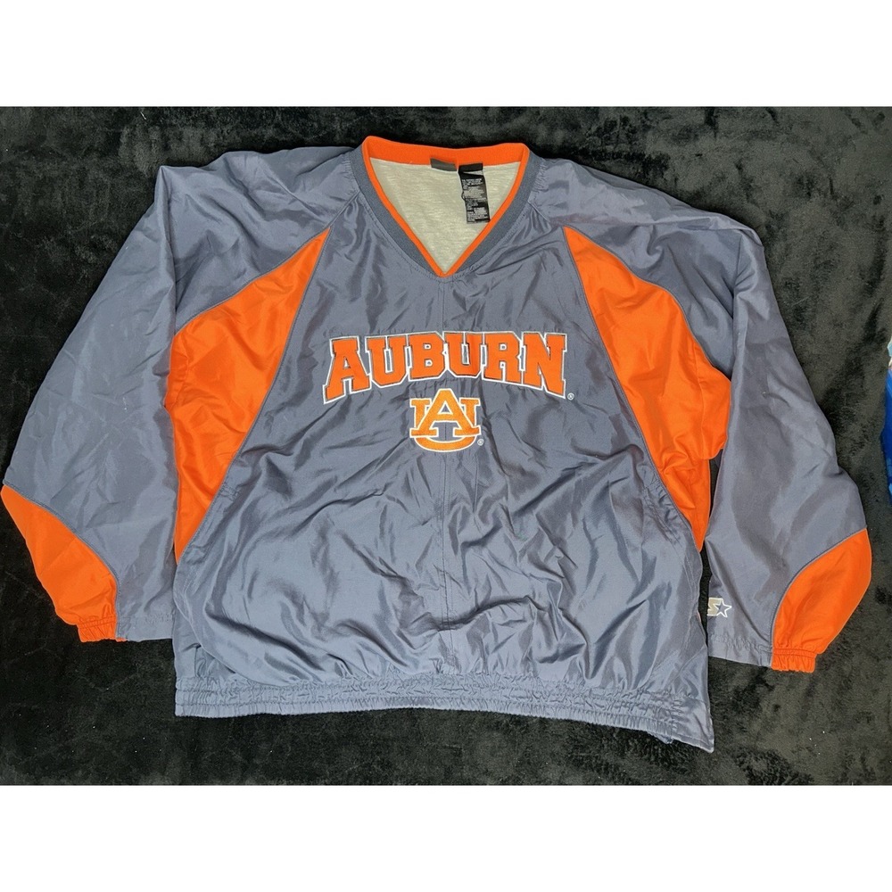 Auburn Tigers Pullover Windbreaker XXL Navy Orange Starter Packable Jacket VTG